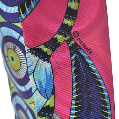 Hermes Silk The Savana Dance Twilly Rose Indien Indigo Vert 5 of 5
