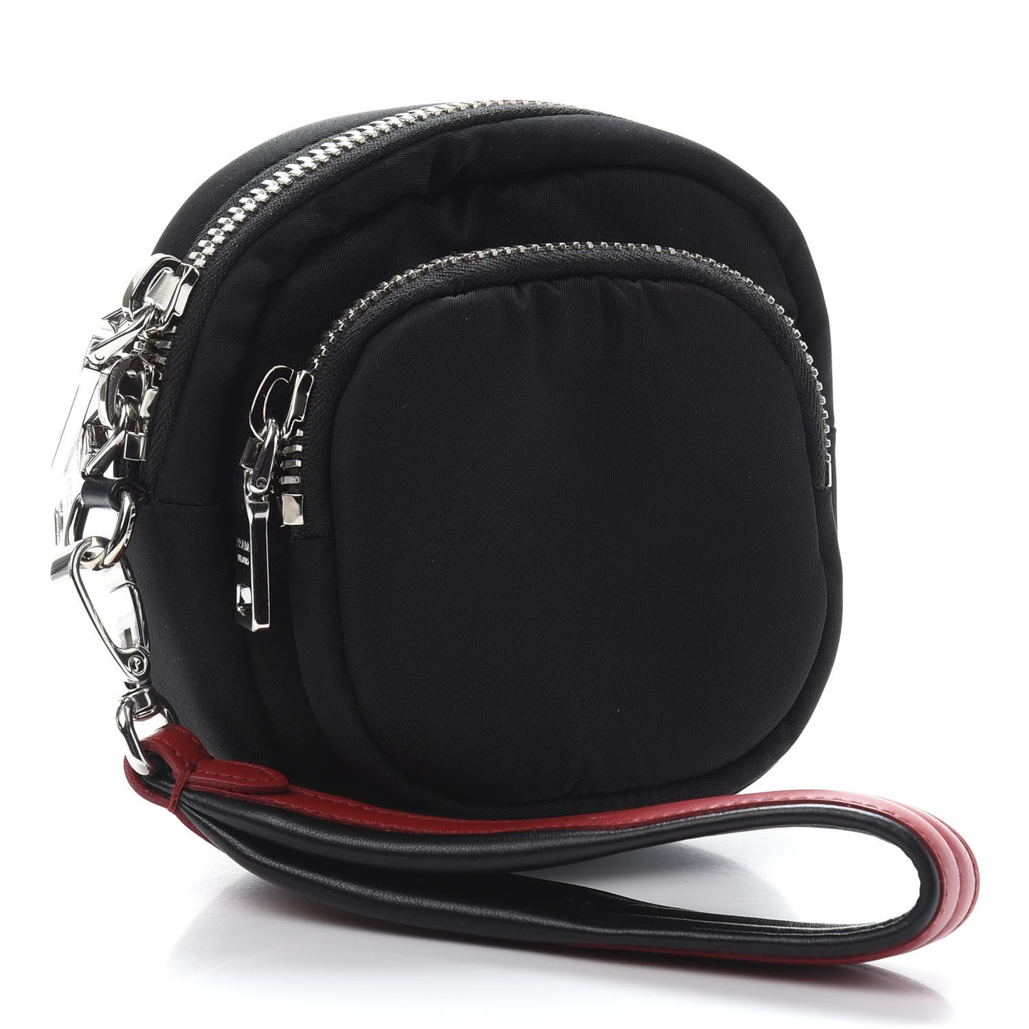 Tessuto Nylon Pocket Small Wristlet Pouch Black Fuoco