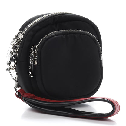 Prada Tessuto Nylon Pocket Small Wristlet Pouch Black Fuoco 3 of 9