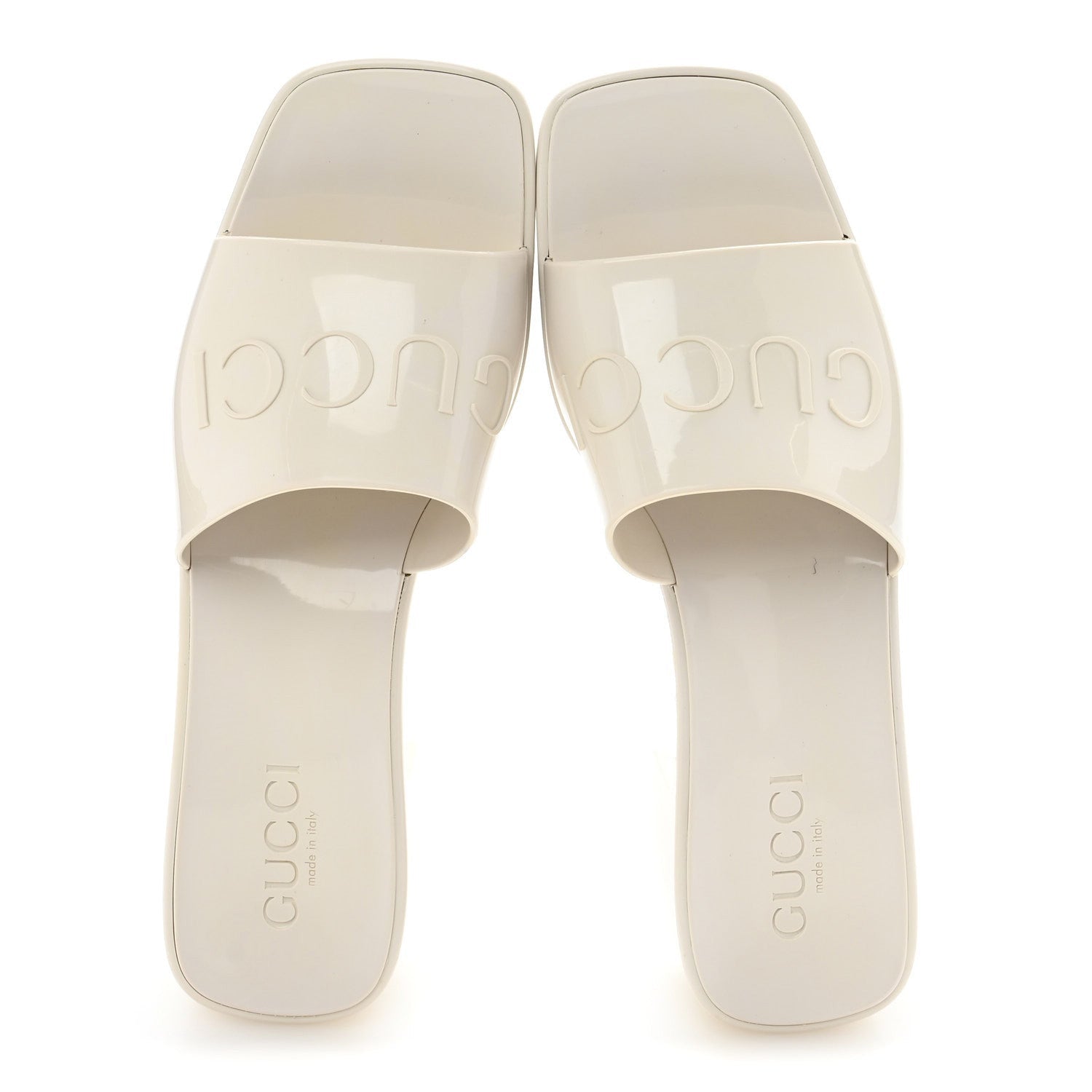 Gucci Rubber Logo Womens Platform 20/60mm Slide Sandals 38 Mystic White 2 of 7