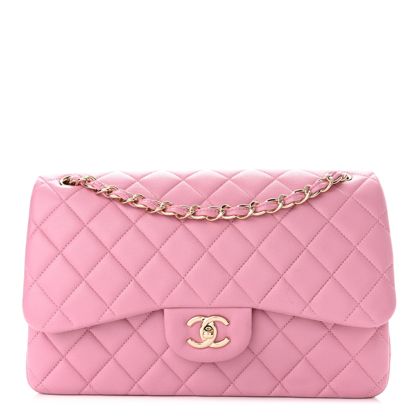 Caviar Quilted Jumbo Double Flap Pink