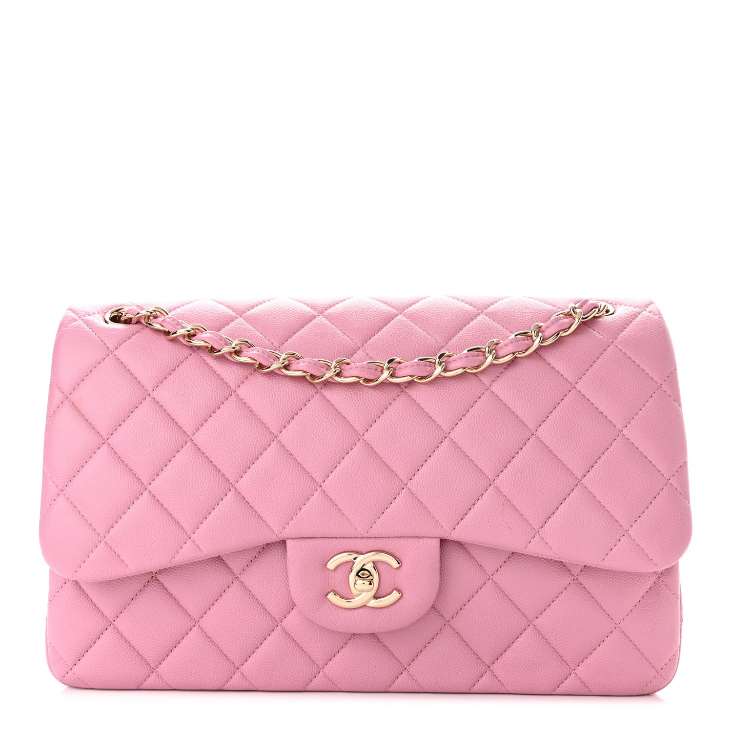 Chanel Caviar Quilted Jumbo Double Flap Pink 1 of 10