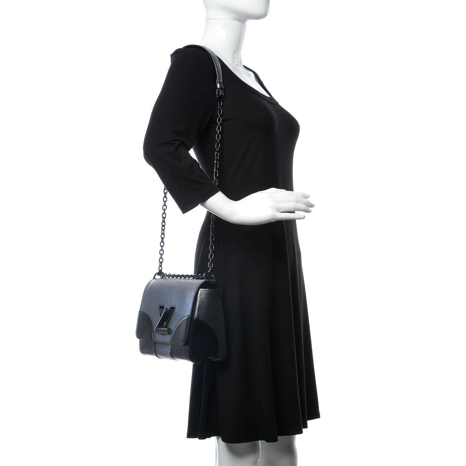 Louis Vuitton Epi Patent Twist Shoulder Bag MM Anthracite Nacre 2 of 9