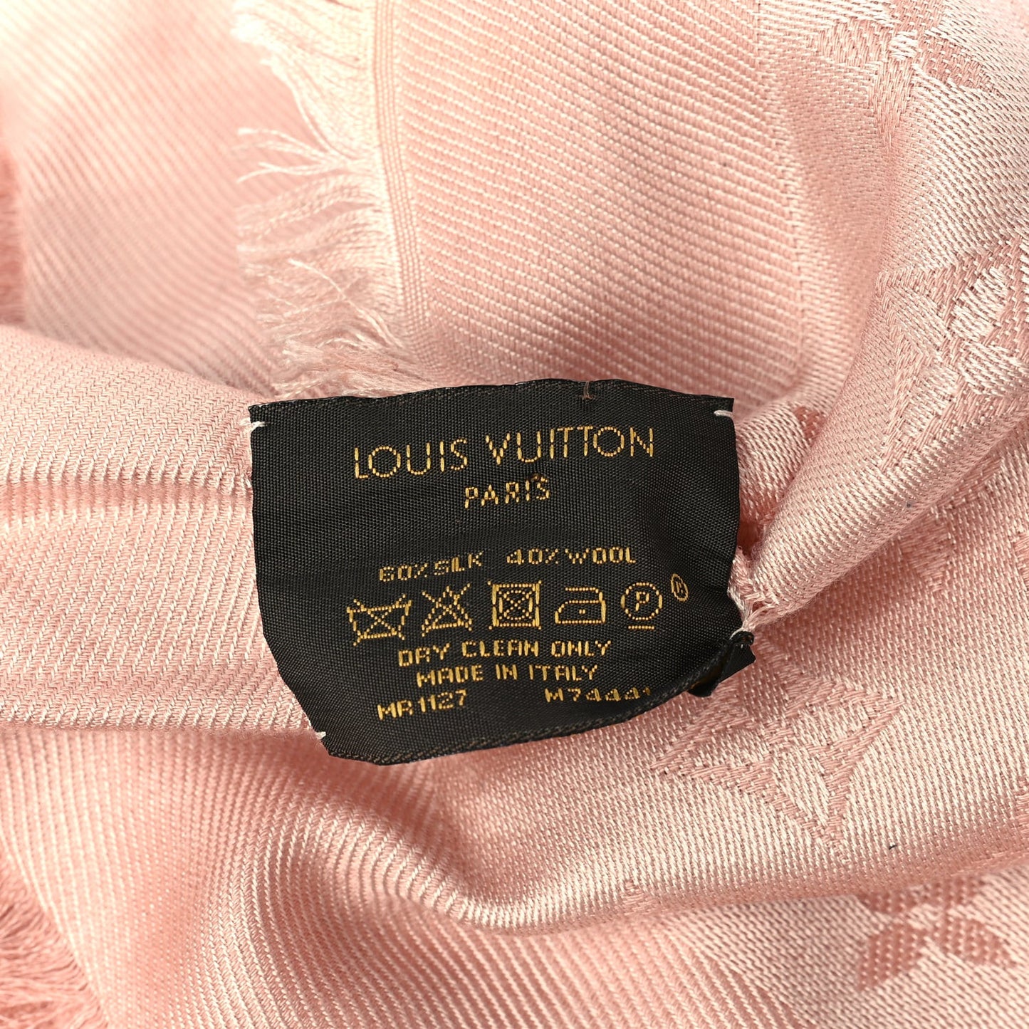 Silk Lurex Wool Monogram Shine Shawl Rose Velours