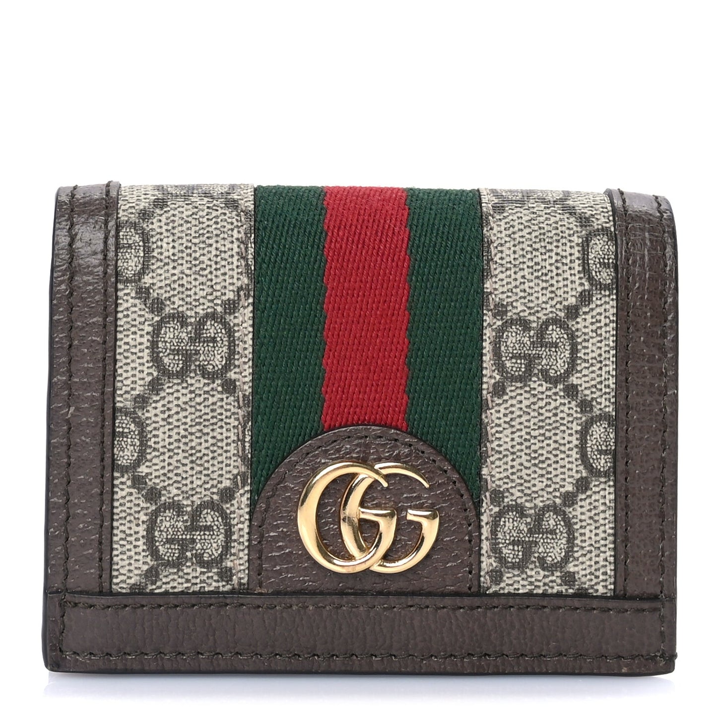 GG Supreme Monogram Web Ophidia Card Case Beige New Acero
