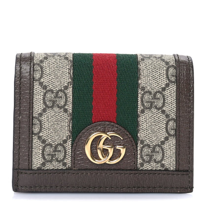 Gucci GG Supreme Monogram Web Ophidia Card Case Beige New Acero 1 of 6