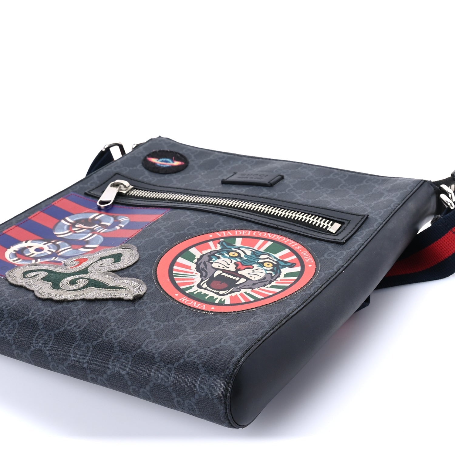 Gucci GG Supreme Monogram Night Courrier Flat Messenger Bag Black Multicolor 7 of 7