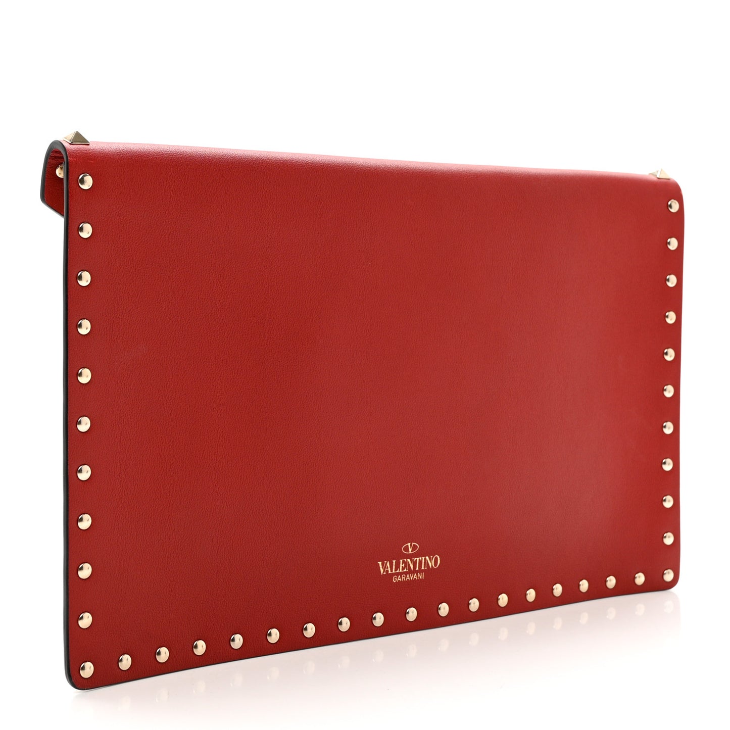 Vitello Color Block Rockstud Envelope Clutch Pure Blue Light Ivory Red
