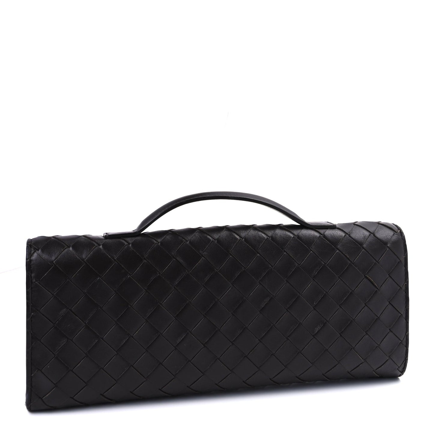 Nappa Intrecciato Long Andiamo Top Handle Clutch Dark Barolo