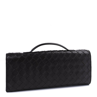 Bottega Veneta Nappa Intrecciato Long Andiamo Top Handle Clutch Dark Barolo 2 of 8