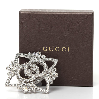 Gucci Metal Crystal Interlocking G Flower Ring S Silver 5 of 5