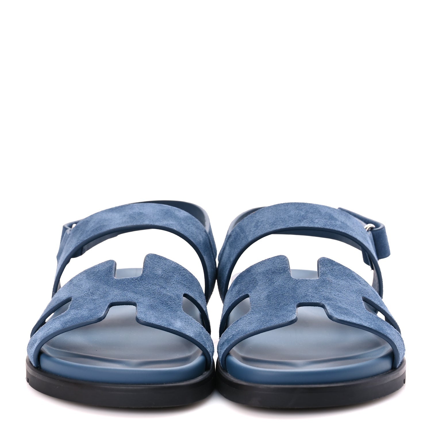 Hermes Suede Goatskin Womens Genius Sandals 39.5 Bleu Celeste 3 of 8