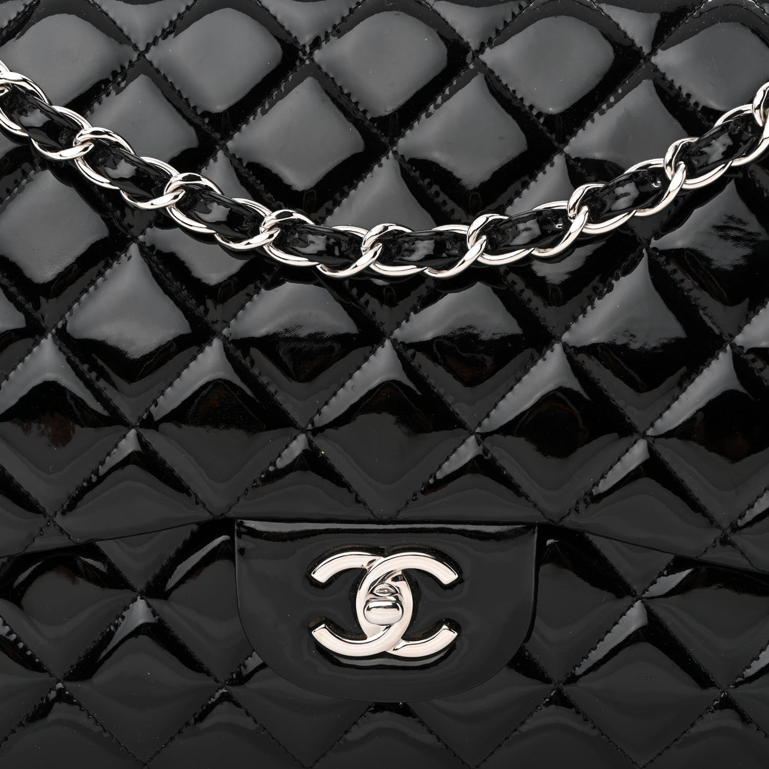 Chanel Patent Quilted Jumbo Double Flap Black 8 of 12