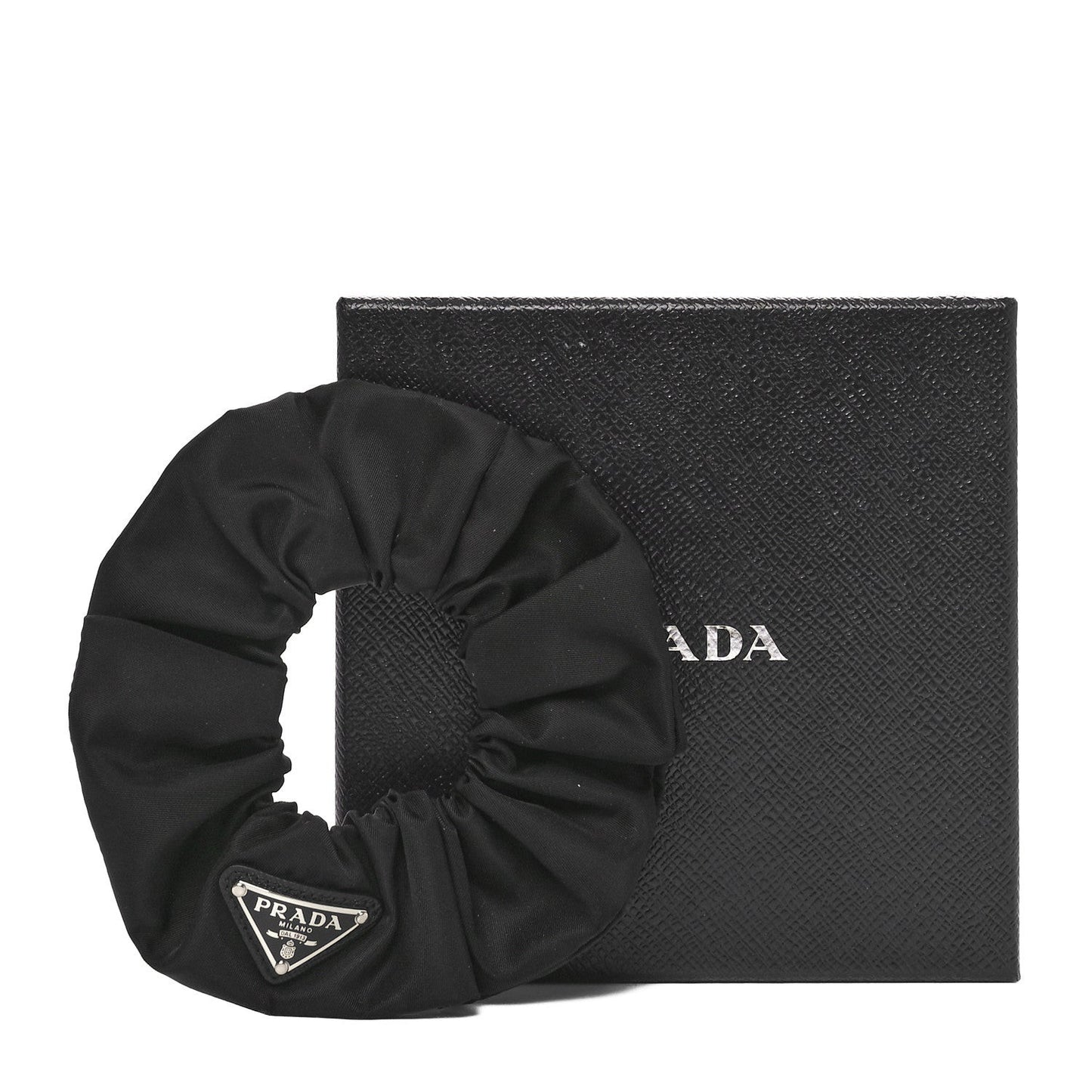 Re-Nylon Metal Logo Scrunchie Black
