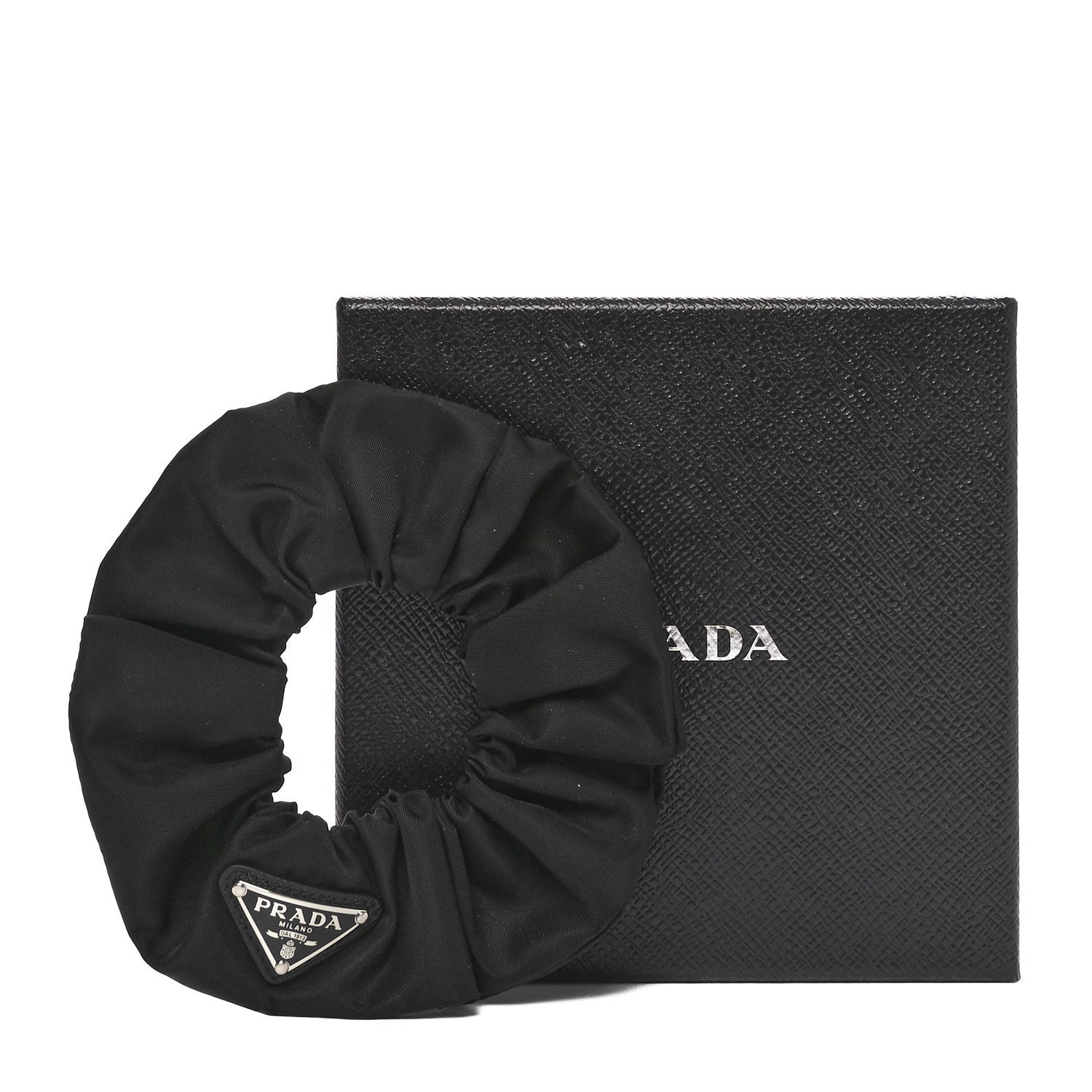Prada Re-Nylon Metal Logo Scrunchie Black 4 of 4
