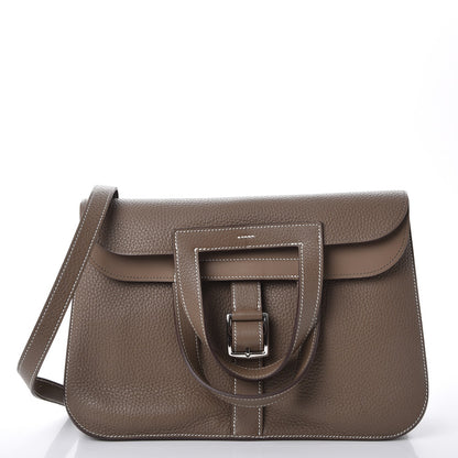 Hermes Taurillon Clemence Halzan 31 GM Etoupe 3 of 9