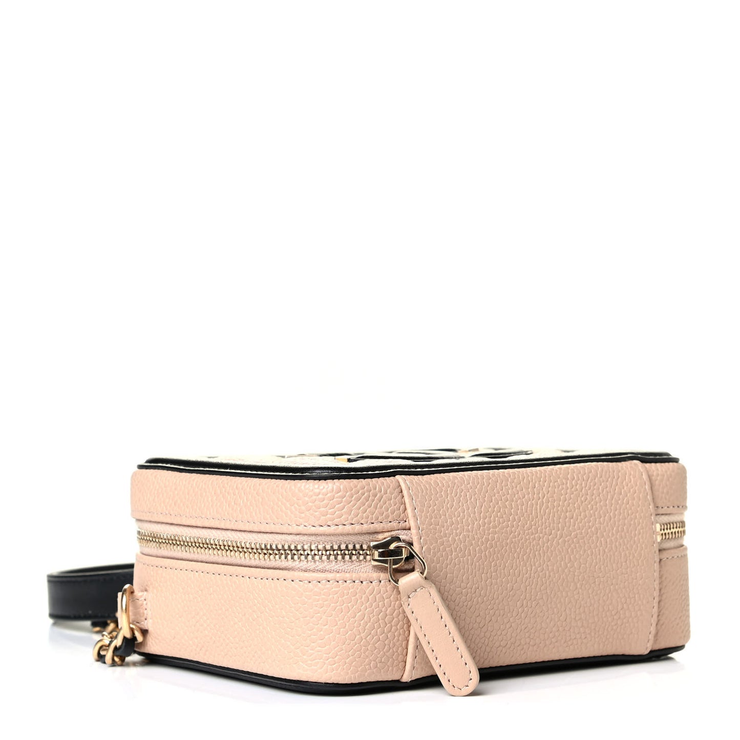 Caviar Quilted CC Filigree Vanity Clutch With Chain Beige Black