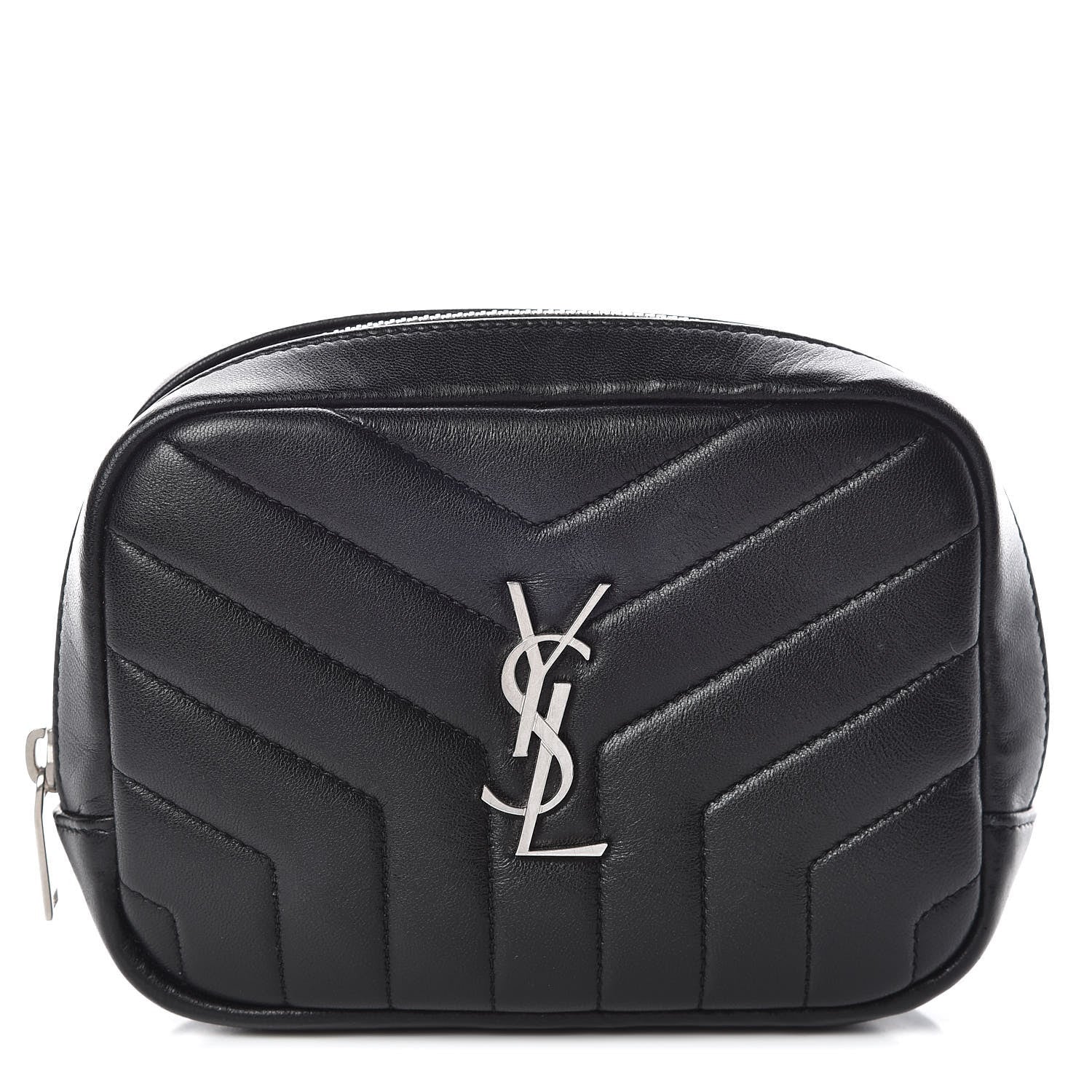 Saint Laurent Lambskin Y Quilted Monogram Loulou Cosmetic Case Black 1 of 10