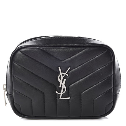 Saint Laurent Lambskin Y Quilted Monogram Loulou Cosmetic Case Black 1 of 10