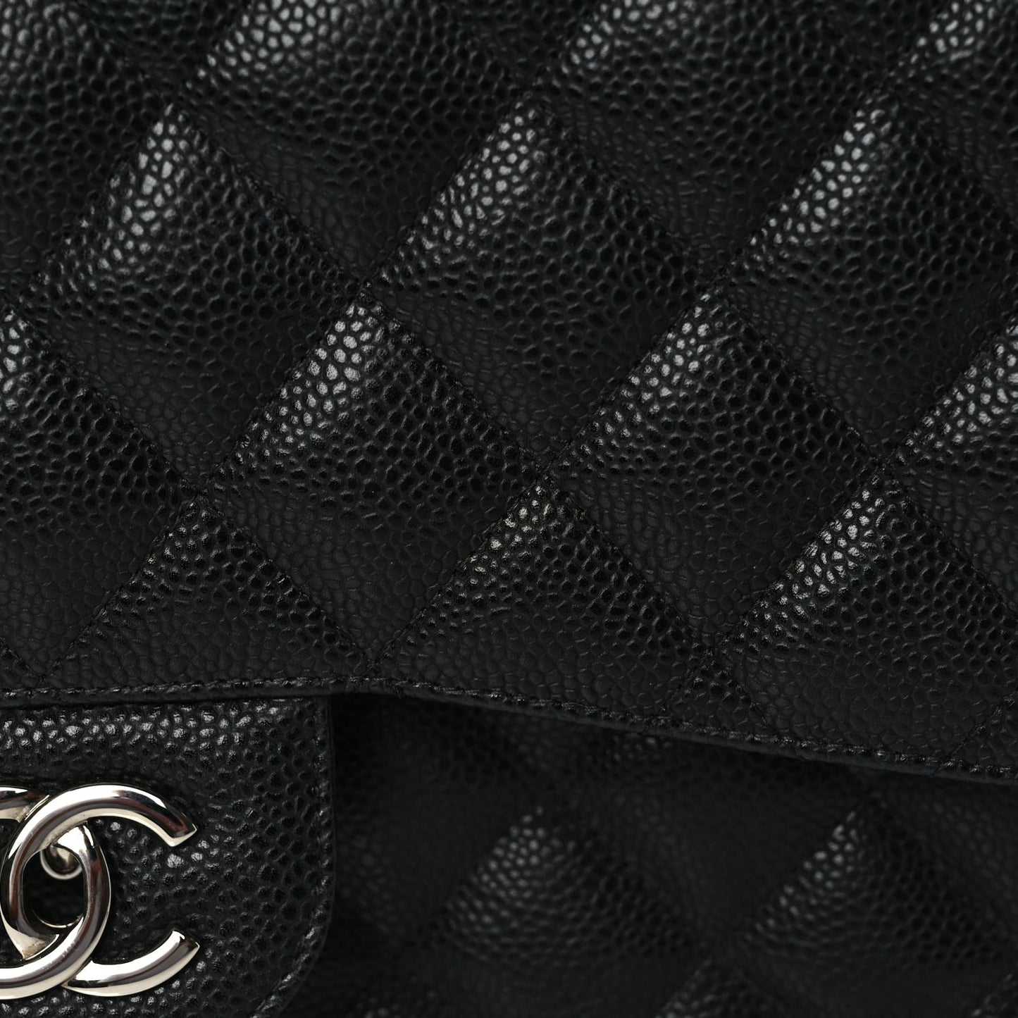 Caviar Quilted Jumbo Double Flap Black
