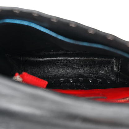 Valentino Garavani Metallic Wrinkled Lambskin Star Medium Rockstud Spike Shoulder Bag Peacock 5 of 10