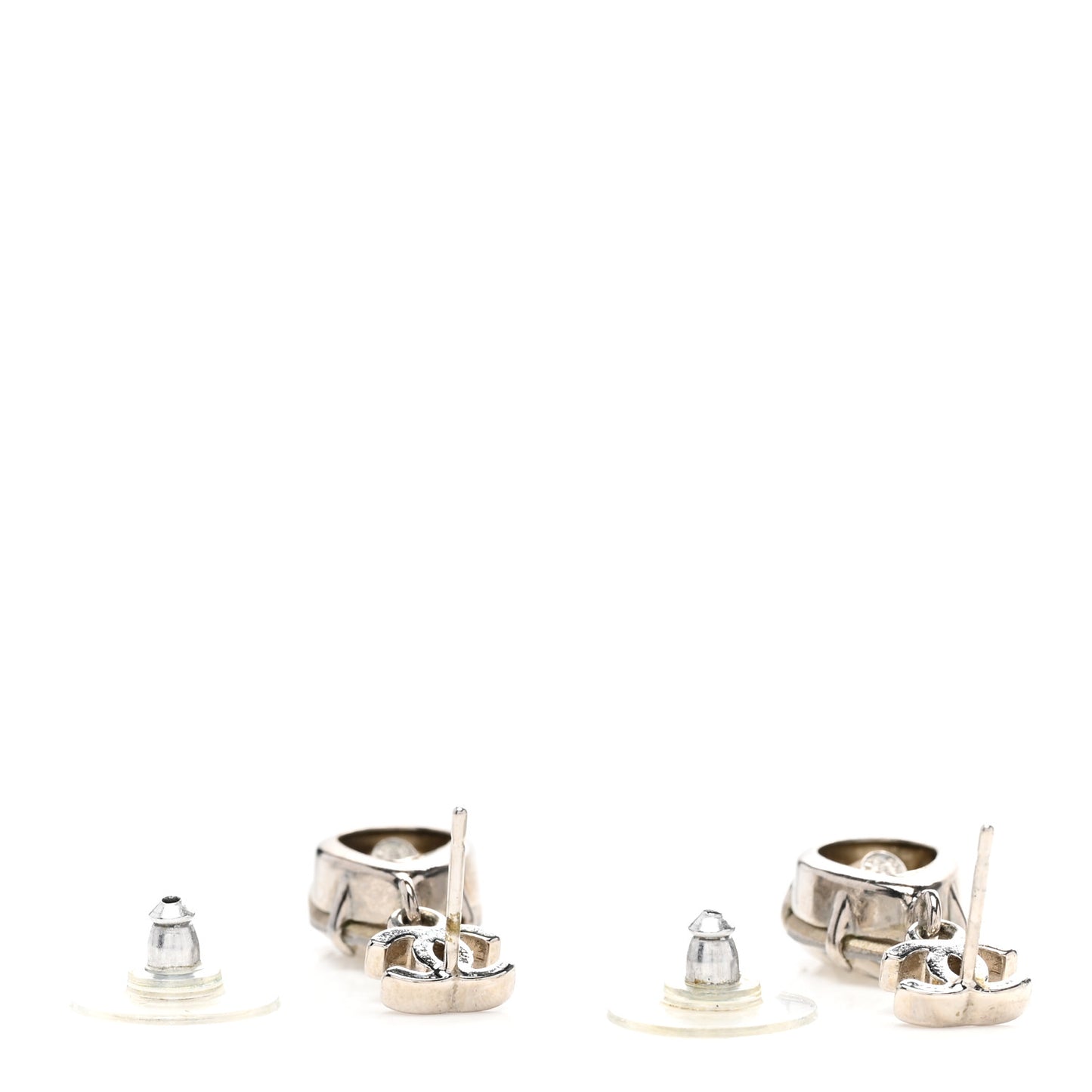 CC Crystal Teardrop Dangle Earrings Silver