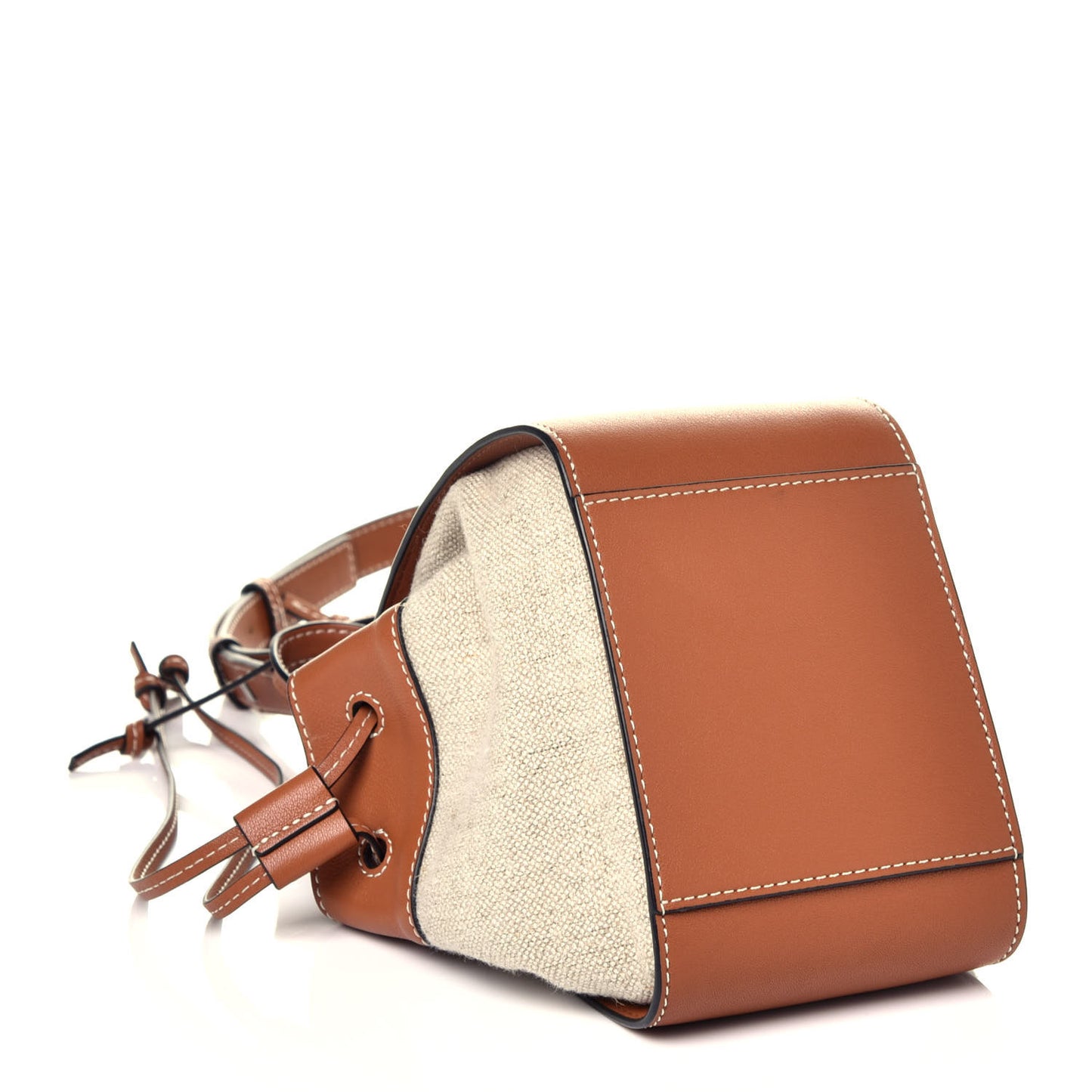 Calfskin Canvas Mini Hammock Shoulder Bag Natural Tan