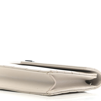 Saint Laurent Grain De Poudre Matelasse Chevron Monogram Envelope Chain Wallet Optical White 9 of 9