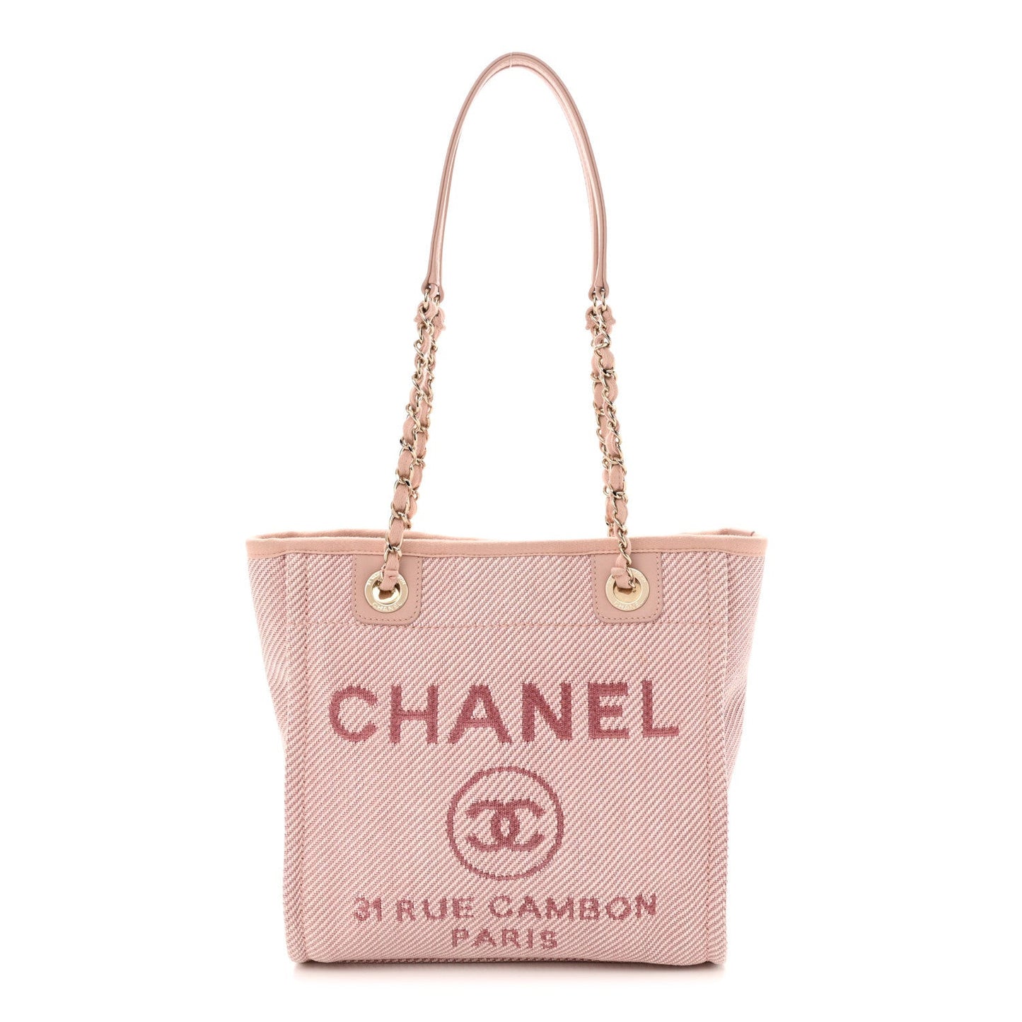 Mixed Fibers Calfskin Mini Deauville Tote Rose Pink