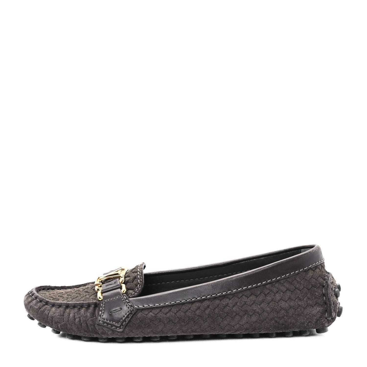 Louis Vuitton Suede Woven Oxford Loafers Brown 1 of 7