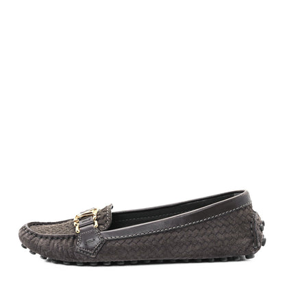 Louis Vuitton Suede Woven Oxford Loafers Brown 1 of 7