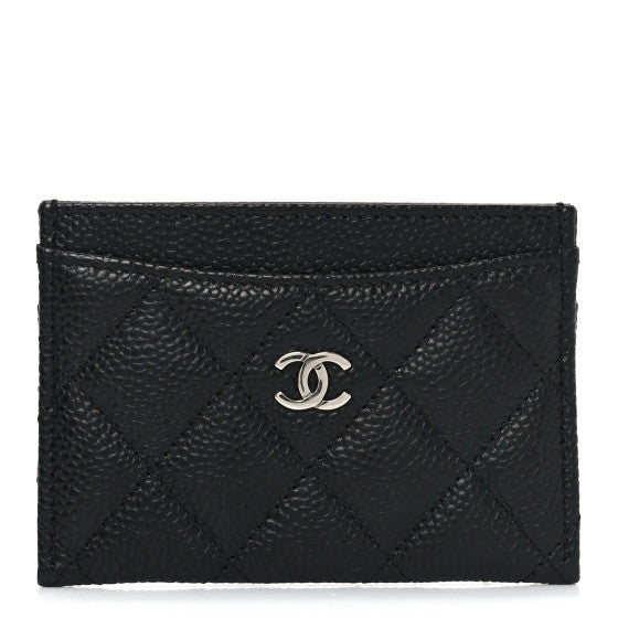 Caviar Quilted Card Holder Black