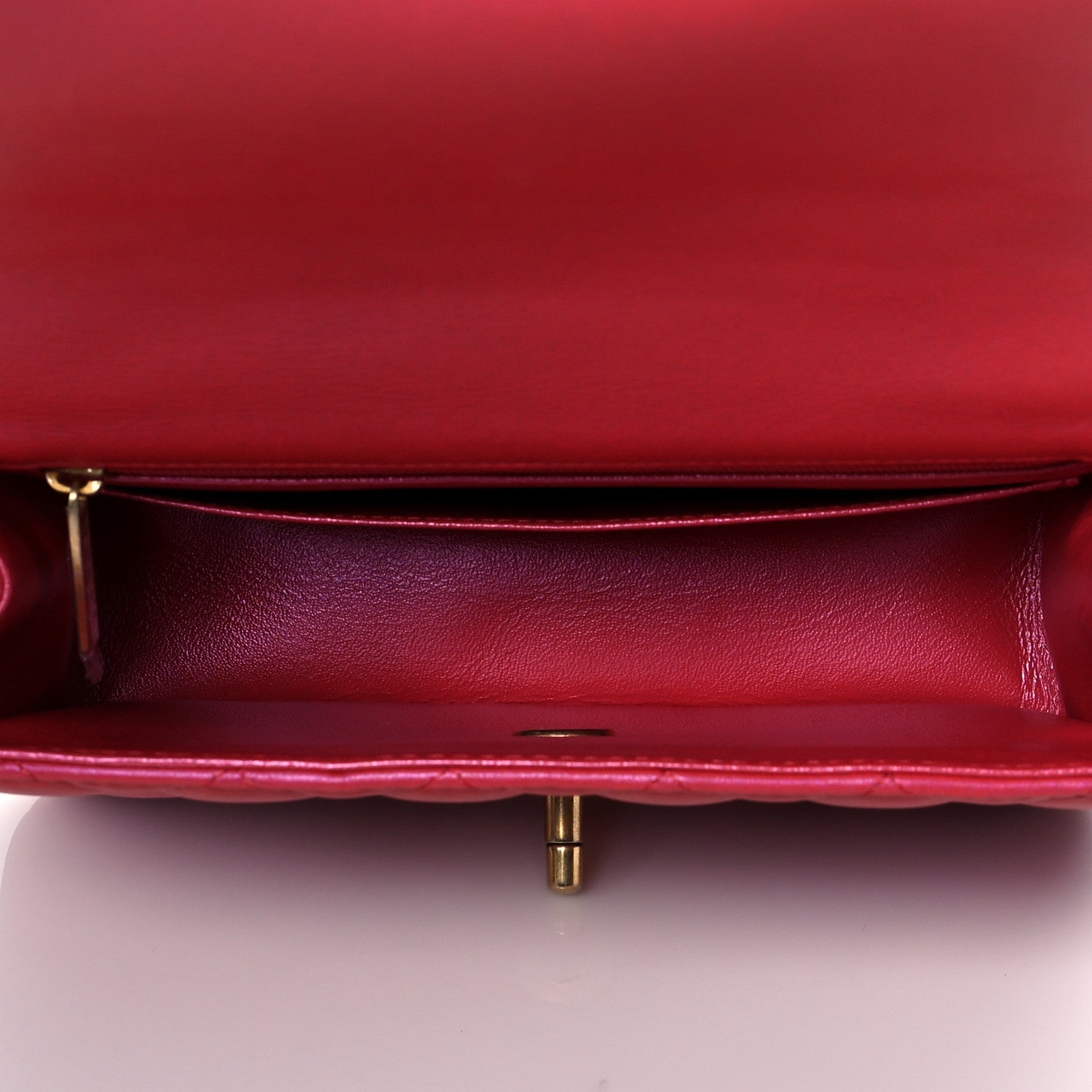 Chanel Iridescent Lambskin Quilted Mini Top Handle Rectangular Flap Red 5 of 11