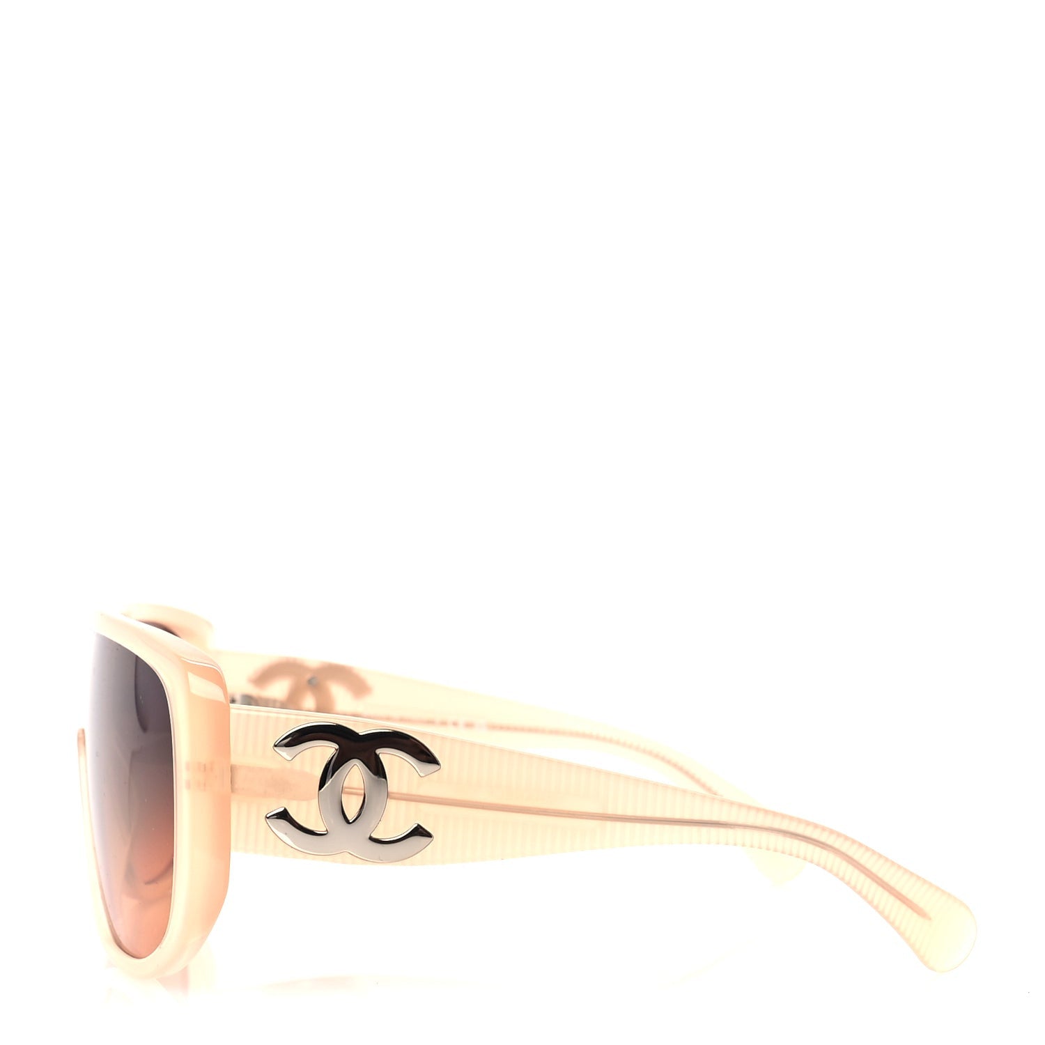 Chanel Transparent Acetate Shield Sunglasses 5495  Peach 3 of 7