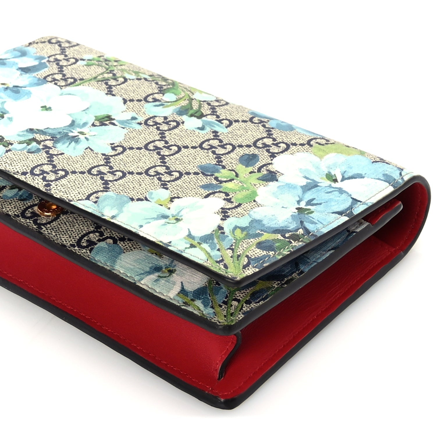 Gucci GG Supreme Monogram Blooms Chain Wallet  Blue 8 of 8