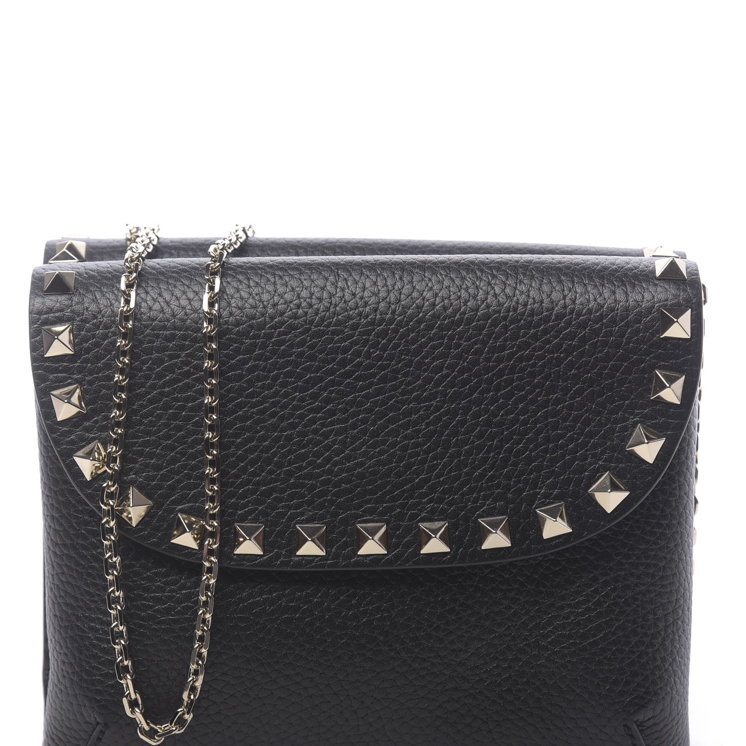 Valentino Garavani Pebbled Calfskin Rockstud Pouch On Chain Black 8 of 10