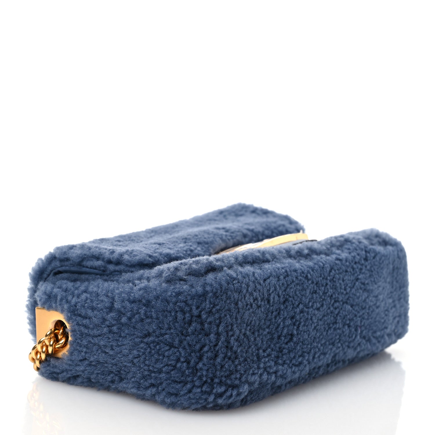 Fendi Shearling FF Midi Chain Baguette Mirto 4 of 10