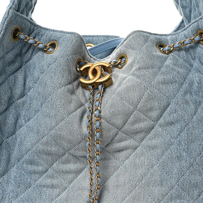 Chanel Washed Denim Quilted Medium Chanel 25 Handbag Blue 9 of 11