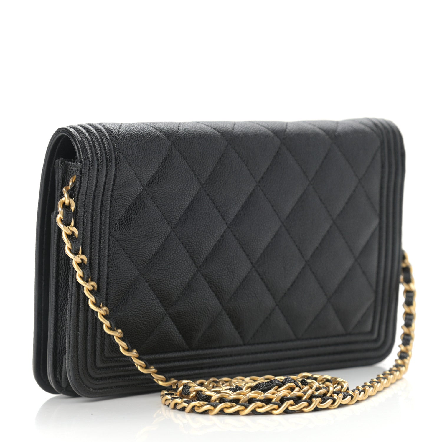 Chanel Caviar Quilted Boy Wallet On Chain WOC Black 2 of 11