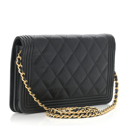 Chanel Caviar Quilted Boy Wallet On Chain WOC Black 2 of 11