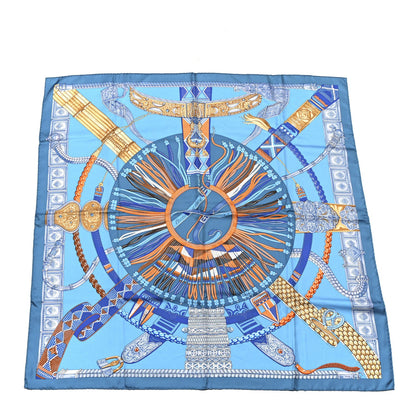 Hermes Silk Ceintures et Liens Scarf 90 Blue Orange 1 of 5
