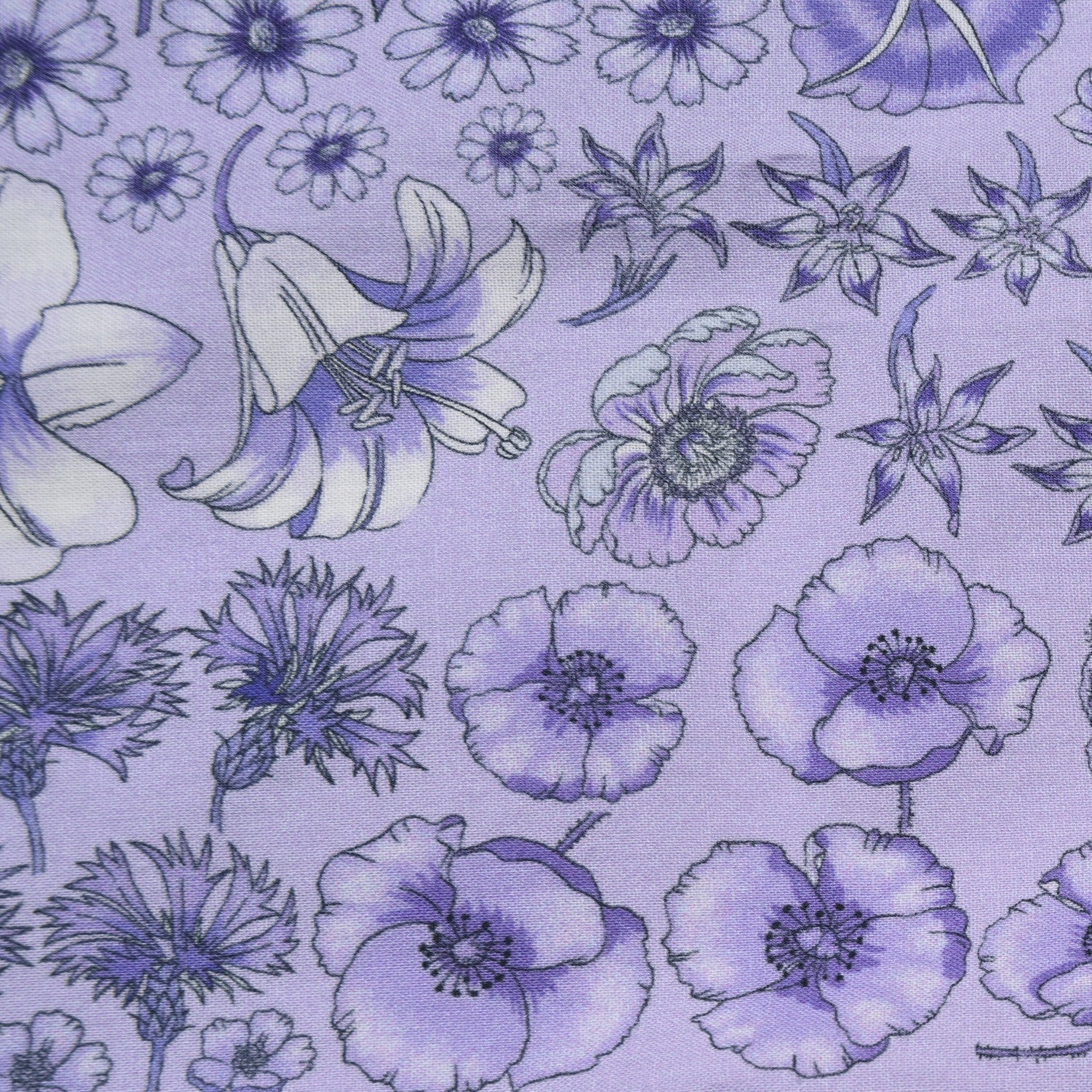 Gucci Cotton Floral Square Scarf Purple 3 of 3
