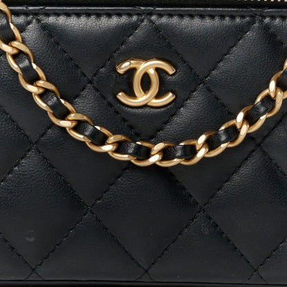 Chanel Lambskin Quilted Pearl Crush Small Vanity Case With Chain Black 8 of 10