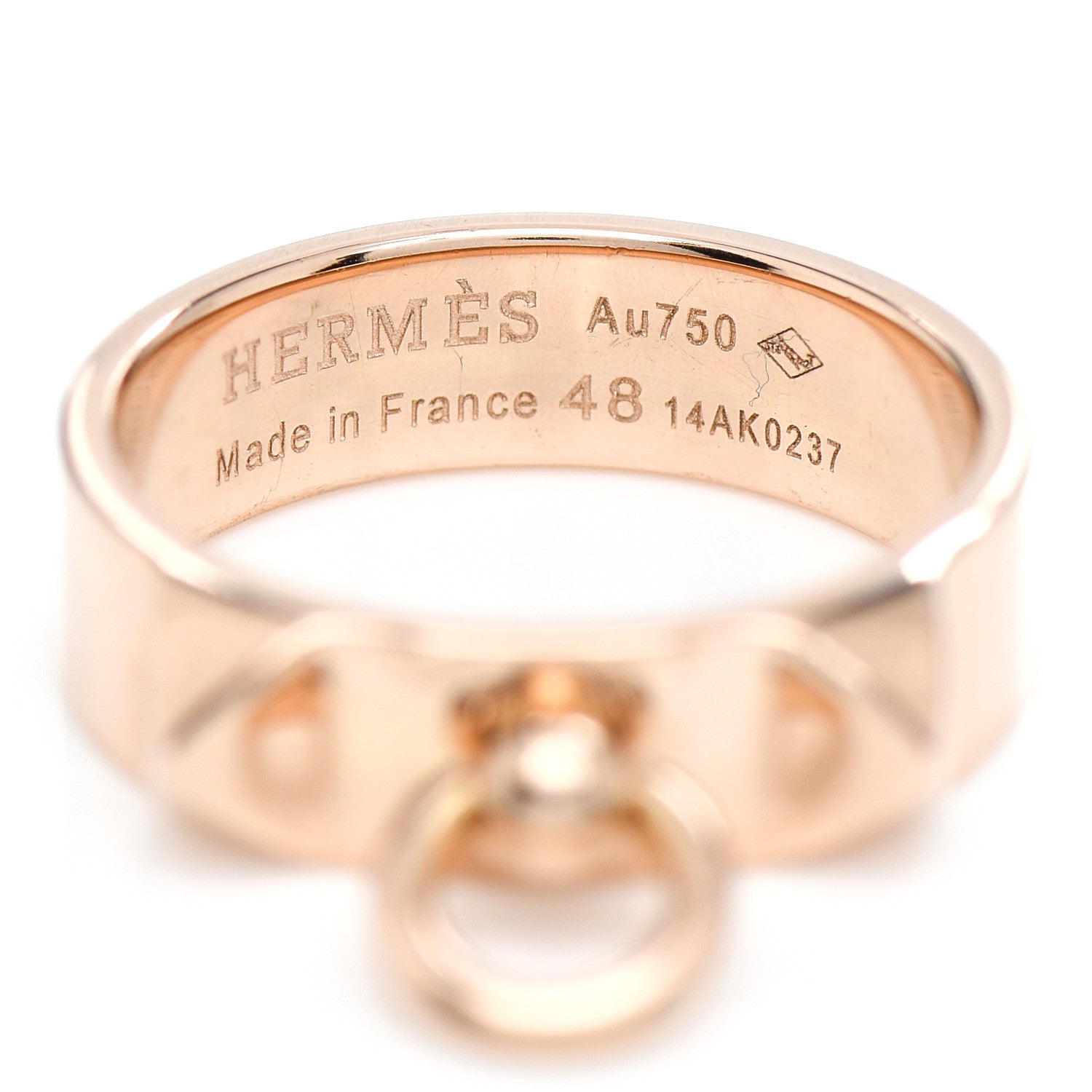 Hermes 18K Rose Gold PM Collier De Chien Ring 48 4.5 4 of 4