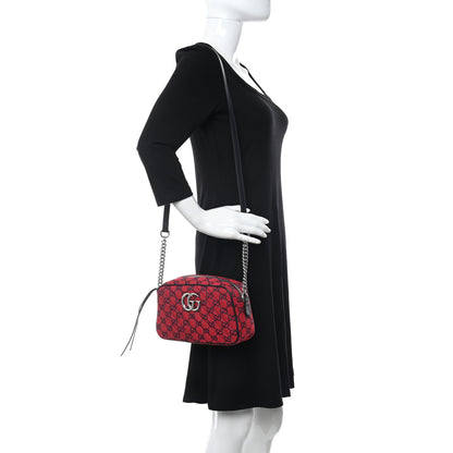 Gucci Monogram Multicolor Matelasse Diagonal Small GG Marmont Chain Shoulder Bag Red Blue 2 of 8