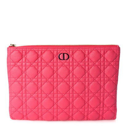 Christian Dior Supple Calfskin Cannage Large Caro Daily Pouch Pink 1 of 7