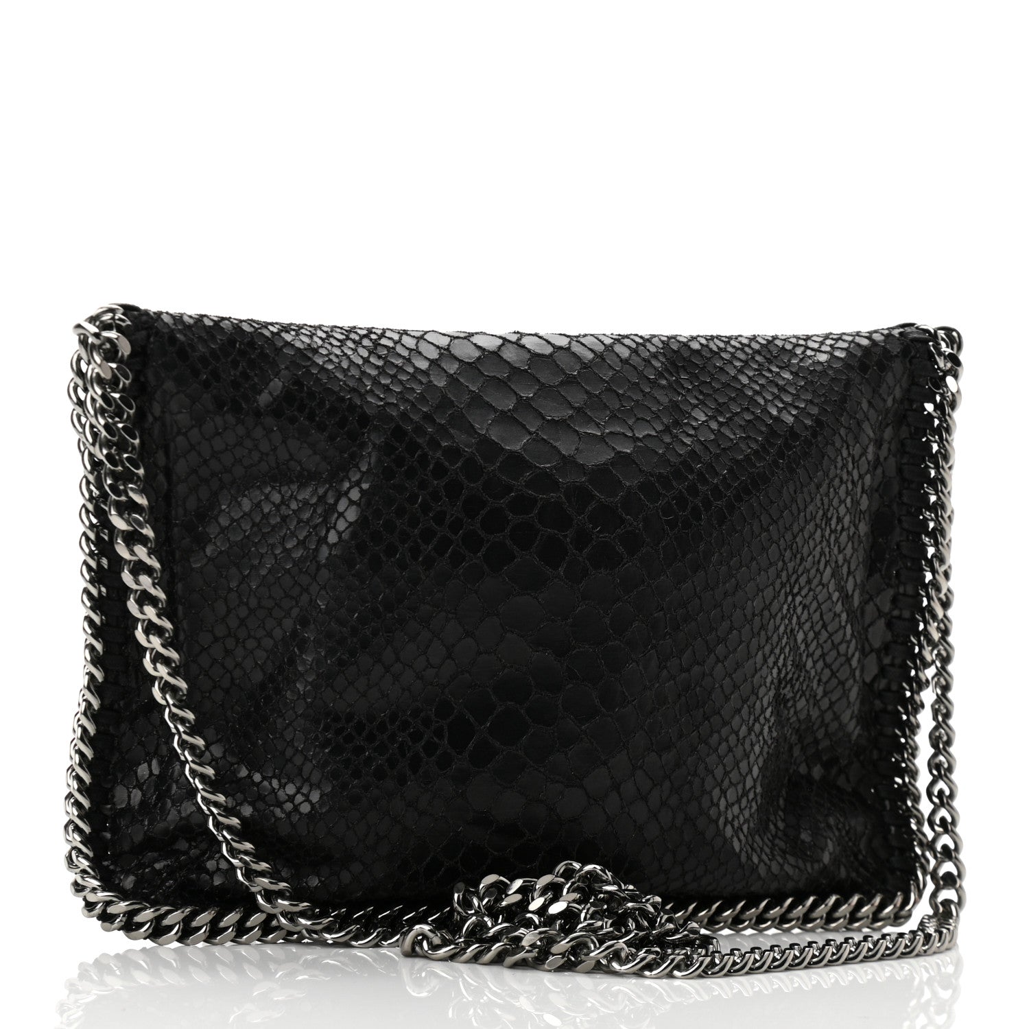 Stella McCartney Snakeskin Effect Tiny Falabella Fold Over Tote Black 3 of 9
