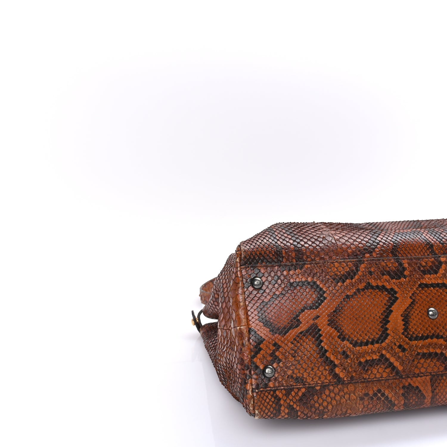 Fendi Snakeskin Large Peekaboo Iconic Satchel Brown 7 of 7
