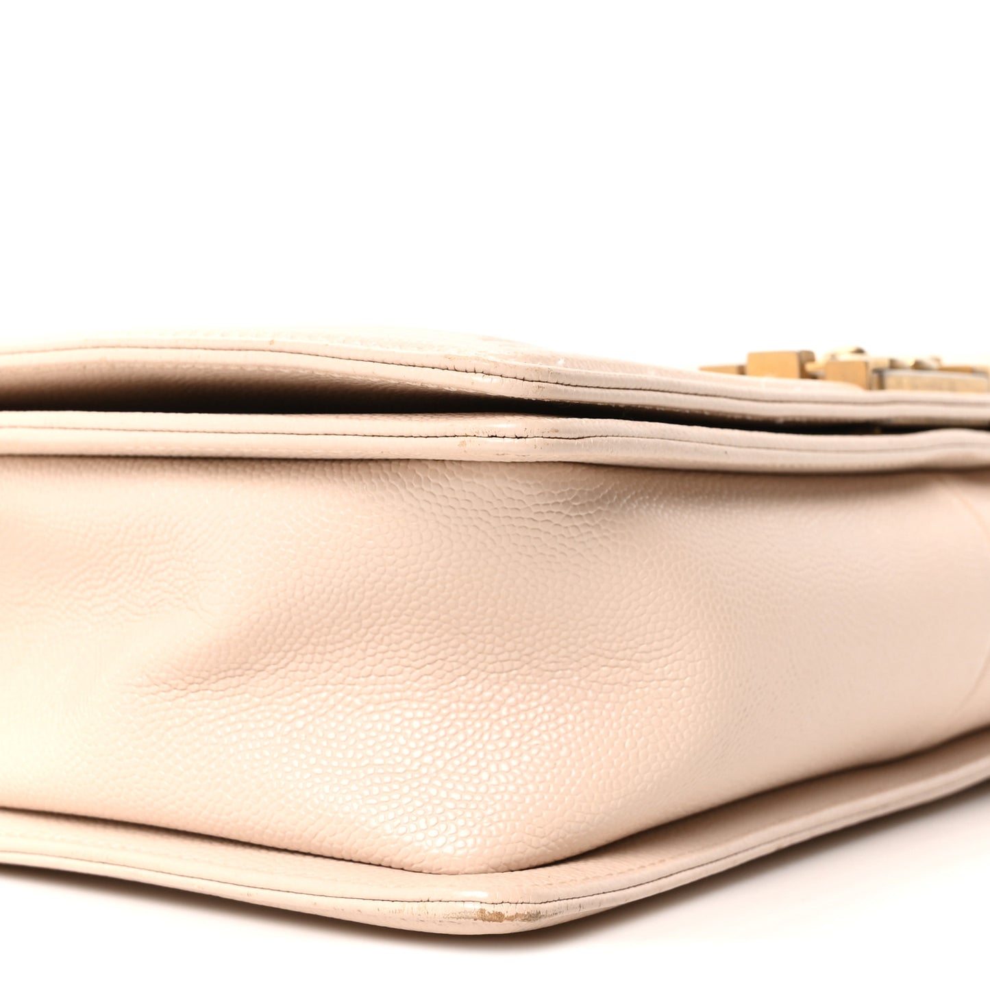 Caviar Chevron Quilted New Medium Boy Flap Beige