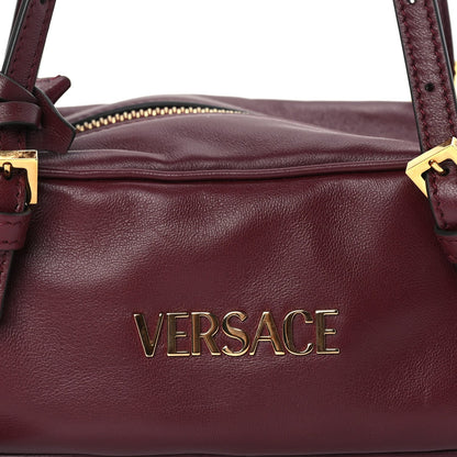 Versace Lambskin Mini Tag Bowling Bag Burgundy 6 of 8